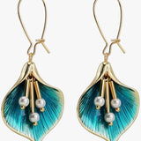 Pendientes colgantes con loto esmaltado