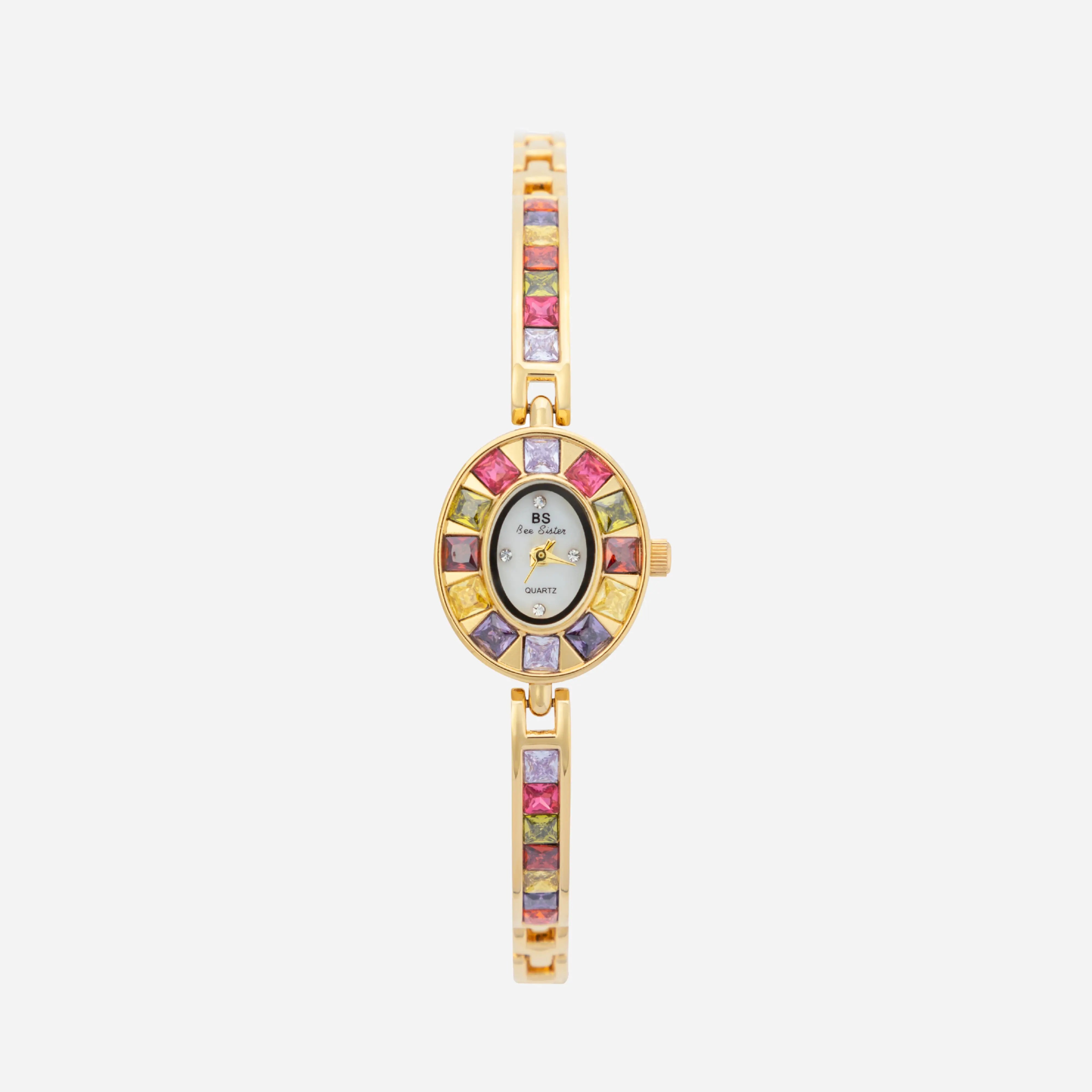 Reloj metálico con cristales elegantes