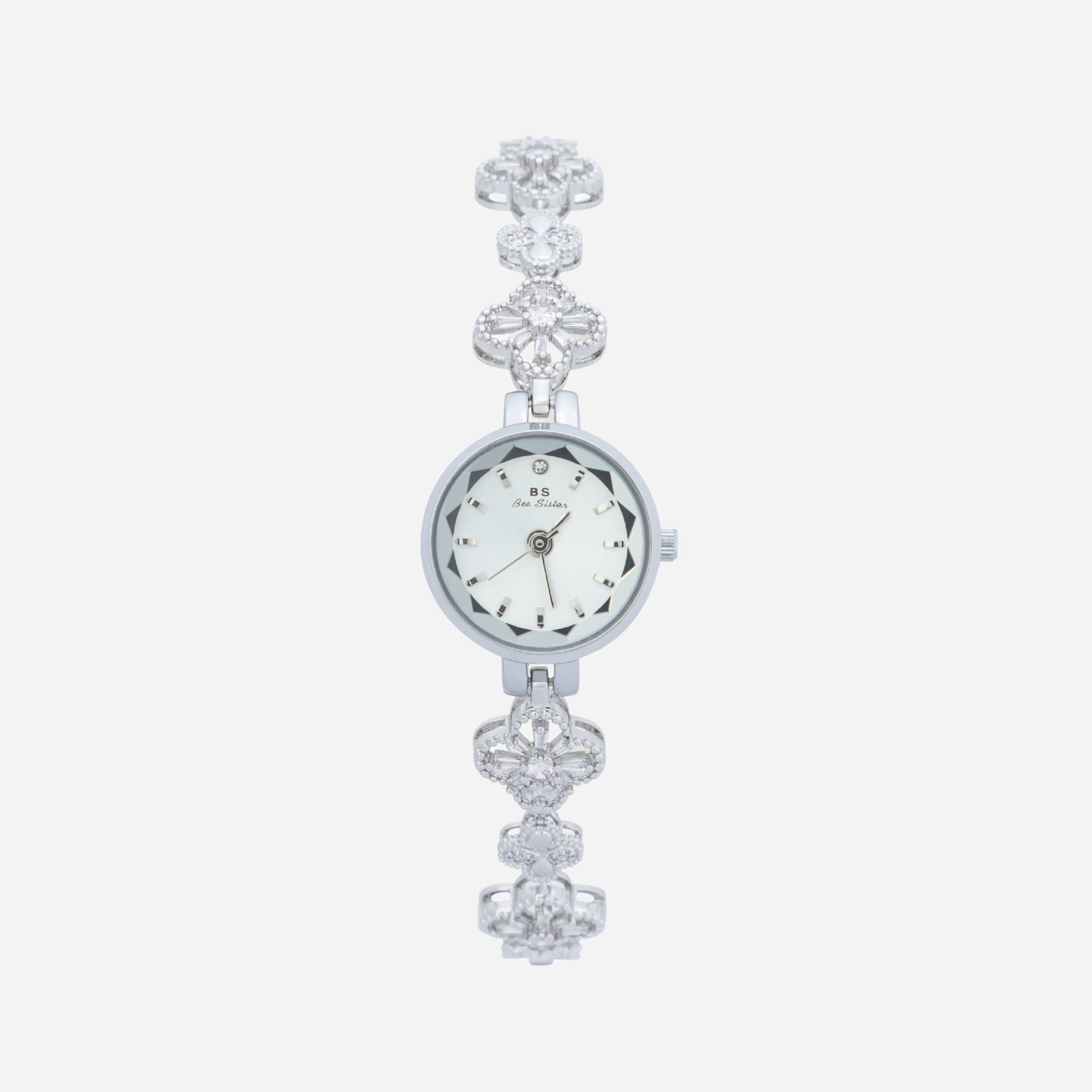 Reloj dorado de acero floral