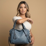 Bolso Tote para Mujeres con Cuero Tachonado y Borlas