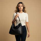 Bolso Hobo de Textura de Ante Tejido