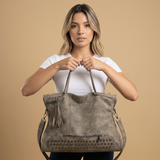 Bolso Tote para Mujeres - Gran Bolso de Trabajo de Ante con Studs