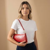 Bolso de Hombro con Textura de Cocodrilo