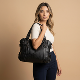 Bolso Tote para Mujeres con Cuero Tachonado y Borlas