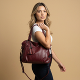 Bolso Tote para Mujeres con Cuero Tachonado y Borlas