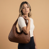 Bolso Hobo para Mujeres - Bolso Grande de Cuero Trenzado