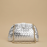 Bolso de Hombro de Cuero Trenzado con Cadena