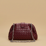 Bolso de Hombro de Cuero Trenzado con Cadena