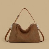 Bolso de Hombro de Cuero Suede Genuino