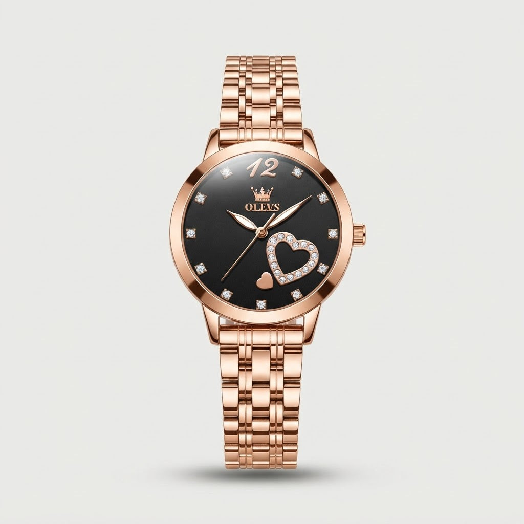 Reloj acero inoxidable corazón brillante