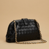 Bolso de Hombro de Cuero Trenzado con Cadena