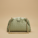 Bolso de Hombro de Cuero Trenzado con Cadena