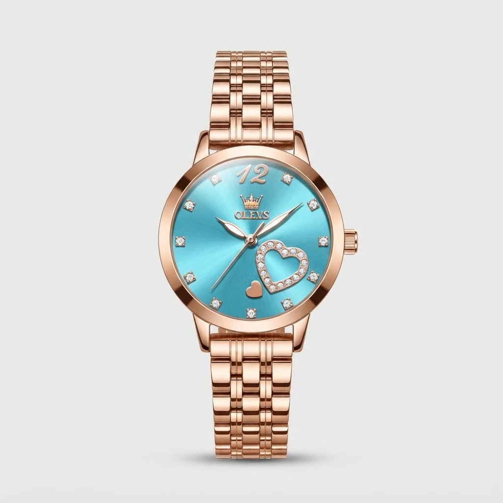 Reloj acero inoxidable corazón brillante
