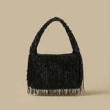 Bolso de Hombro con Flecos de Cuentas