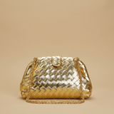 Bolso de Hombro de Cuero Trenzado con Cadena