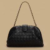 Bolso de Hombro de Cuero Trenzado con Cadena