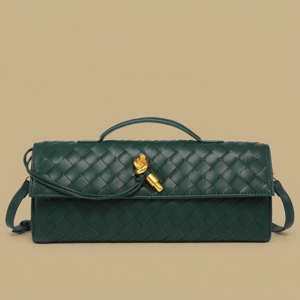 Bolso de Mano Cruzado de Cuero Trenzado