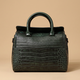 Bolso de Hombro de Cuero con Relieve de Cocodrilo