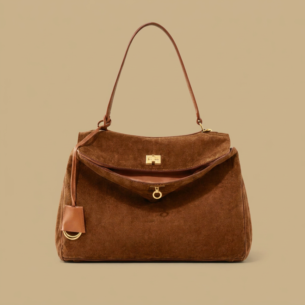 Bolso de Hombro para Mujeres en Cuero Suede - Bolsa de Trabajo