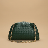 Bolso de Hombro de Cuero Trenzado con Cadena