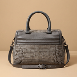Bolso de Hombro de Cuero con Relieve de Cocodrilo