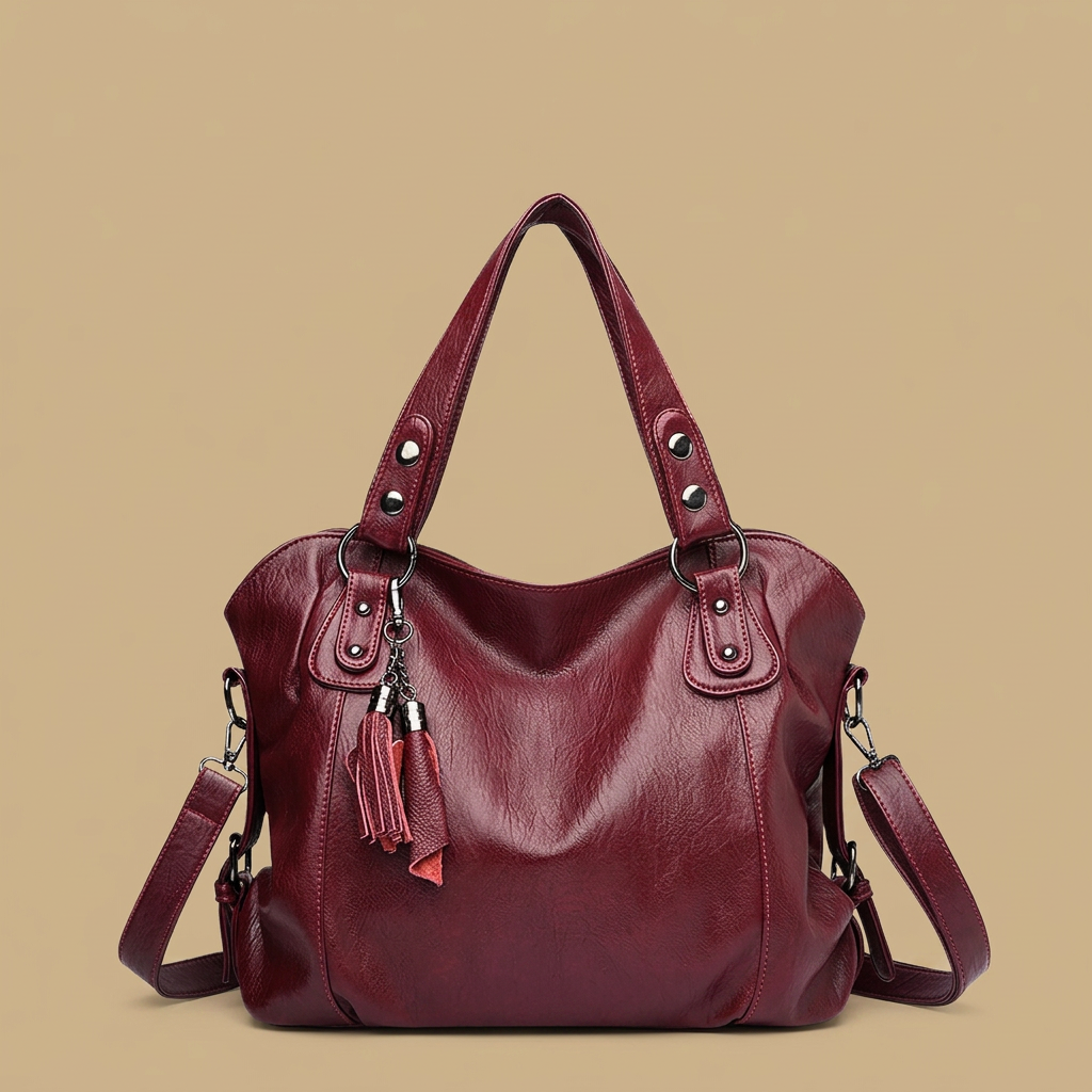 Bolso Tote para Mujeres con Cuero Tachonado y Borlas