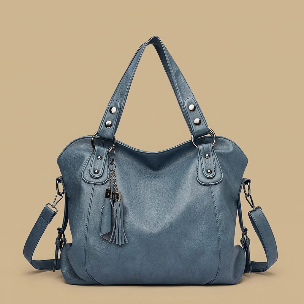 Bolso Tote para Mujeres con Cuero Tachonado y Borlas