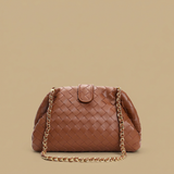 Bolso de Hombro de Cuero Trenzado con Cadena