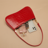 Bolso de Hombro con Textura de Cocodrilo