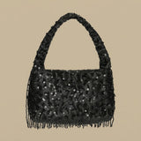 Bolso de Hombro con Flecos de Cuentas