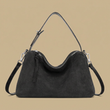 Bolso de Hombro de Cuero Suede Genuino