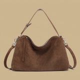 Bolso de Hombro de Cuero Suede Genuino