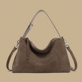 Bolso de Hombro de Cuero Suede Genuino