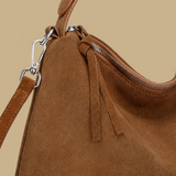 Bolso de Hombro de Cuero Suede Genuino