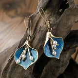 Pendientes colgantes con loto esmaltado